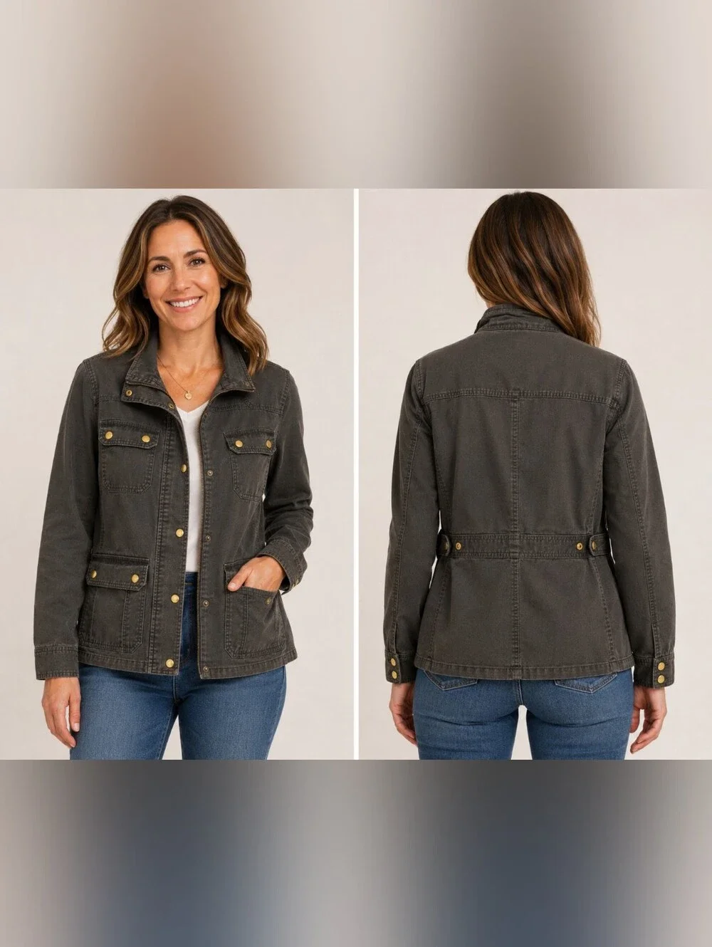 J. Crew Women's Washed Charcoal Utility Jacket